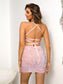 Sequined Lace-Up Backless Mini Dress