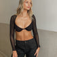 Cryptographic Zebra  Mesh See Through Long Sleeve Top